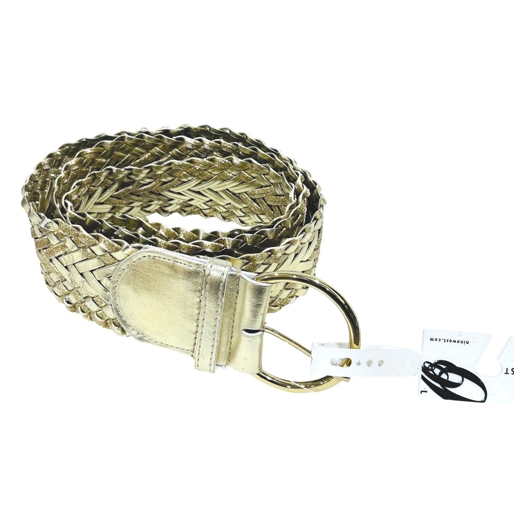 Nine West womens belt gold boho‎ western glam metallic braid woven glitter NWT L
